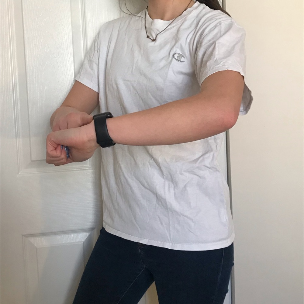 White Champion Short Sleeve Top